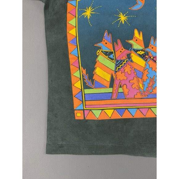 Rare Vintage 80s 1989 Arizona Coyote Art Black Faded FOTL Large Singel Stitch T - Picture 6 of 11